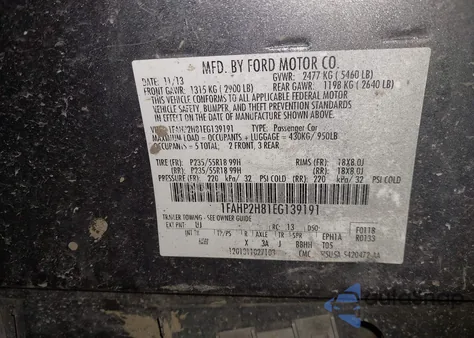 2014 Ford Taurus Sel from USA, damaged, VIN 1FAHP2H81EG139191